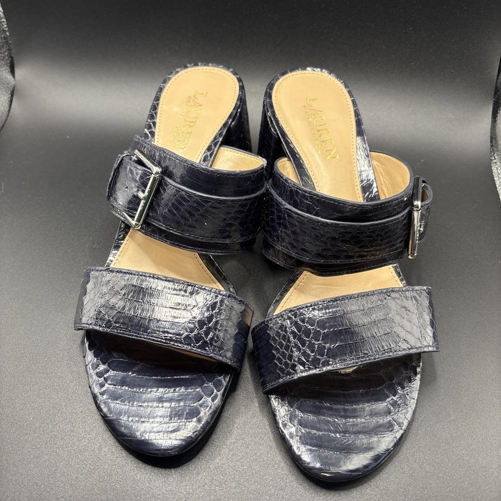 Lauren Ralph Lauren Snake Skin Classic Block Heel Size 8B